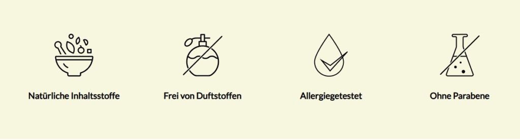 NoDry Produktvorteile natürliche Inhaltsstoffe frei von Duftstoffen allergiegetestet ohne Parabene