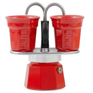 Bialetti Espressokocher Set Mini Express rot + 2 Espressobecher